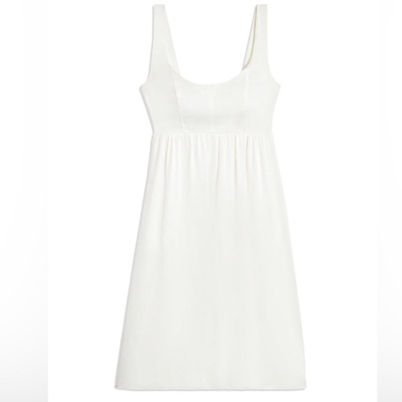 WeWoreWhat Corset square neck bodice satin charmeuse Whisper White MIDI dress - Picture 3 of 4